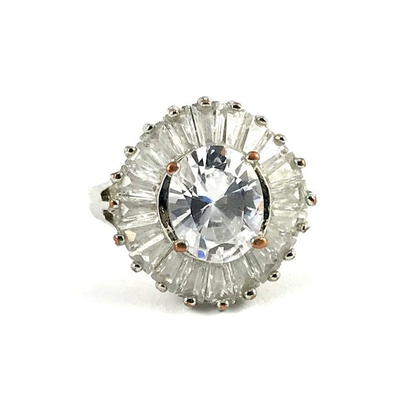 Jewelry - Beautiful Silver Tone CZ Vintage Ring Size 7